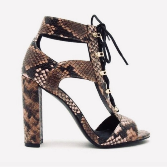 Qupid Shoes - 💋 🐍 Snakeskin lace up heels 🐍 💋